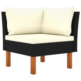 Set mobilier de grădină cu perne, 10 piese, negru, poliratan, 4 image