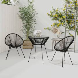 Set mobilier de exterior, 3 piese, negru, ratan pvc