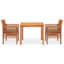 Set mobilier de exterior cu perne 3 piese, lemn masiv de acacia, 2 image
