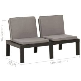 Set mobilier de grădină cu perne, 3 piese, gri, plastic, 10 image