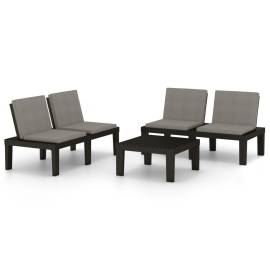 Set mobilier de grădină cu perne, 3 piese, gri, plastic, 2 image