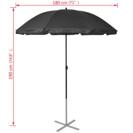Șezlonguri de plajă cu umbrelă, negru, aluminiu, 9 image