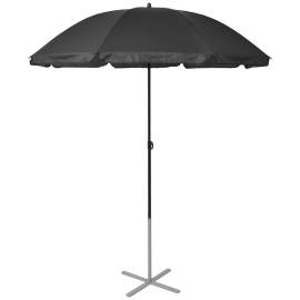 Șezlonguri de plajă cu umbrelă, negru, aluminiu, 3 image