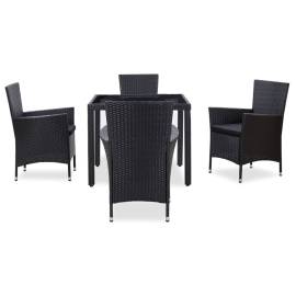 Set de mobilier de exterior, 5 piese, negru, poliratan, 2 image