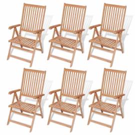 Set mobilier exterior cu scaune pliabile 7 piese lemn tec masiv, 7 image