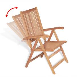 Set mobilier exterior cu scaune pliabile 7 piese lemn tec masiv, 10 image
