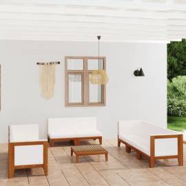 Set mobilier grădină cu perne, 9 piese, lemn masiv acacia