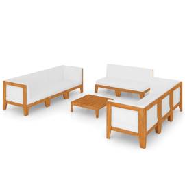 Set mobilier grădină cu perne, 9 piese, lemn masiv acacia, 2 image