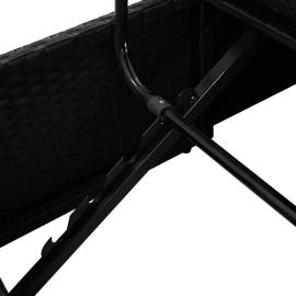 Șezlong cu perne, negru, poliratan, 10 image