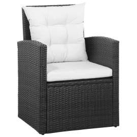 Set mobilier de grădină cu perne, 5 piese, negru, poliratan, 4 image