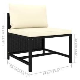 Set mobilier de grădină cu perne, 6 piese, negru, poliratan, 9 image