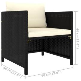 Set mobilier de grădină cu perne, 6 piese, negru, poliratan, 10 image