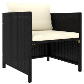 Set mobilier de grădină cu perne, 6 piese, negru, poliratan, 7 image