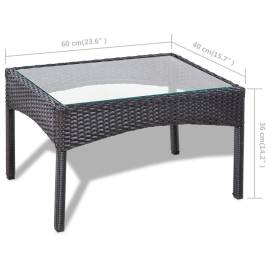 Set mobilier de grădină cu perne, 4 piese, negru, poliratan, 10 image