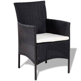 Set mobilier de grădină cu perne, 4 piese, negru, poliratan, 3 image