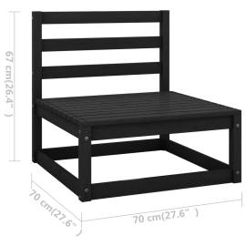 Set mobilier de grădină cu perne 8 piese, negru, lemn masiv pin, 9 image