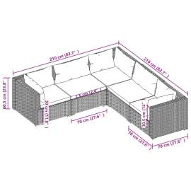 Set mobilier de grădină cu perne, 5 piese, negru, poliratan, 5 image