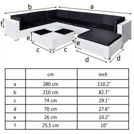 Set mobilier de grădină cu perne, 8 piese, alb, poliratan, 7 image