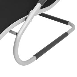 Șezlong cu pernă, negru, aluminiu și textilenă, 6 image