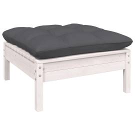 Set mobilier de grădină cu perne, 6 piese, alb, lemn de pin, 6 image