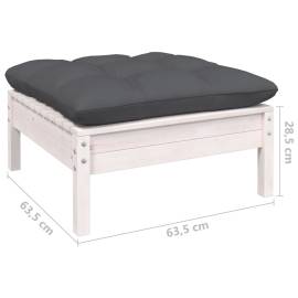 Set mobilier grădină cu perne, 10 piese, alb, lemn masiv pin, 8 image