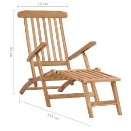 Șezlonguri de grădină cu suport picioare și masă lemn masiv tec, 8 image