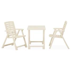 Set mobilier de bistro pliabil, 3 piese, alb, plastic, 2 image