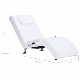 Șezlong de masaj cu pernă, alb, piele artificială, 10 image
