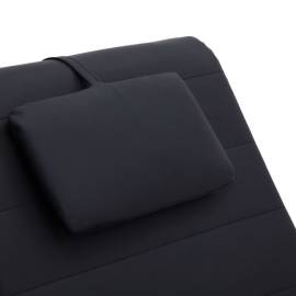 Șezlong de masaj cu pernă, negru, piele artificială, 9 image