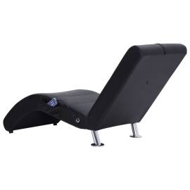 Șezlong de masaj cu pernă, negru, piele artificială, 6 image