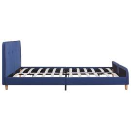 Cadru de pat, albastru, 160 x 200 cm, material textil, 4 image