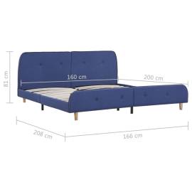 Cadru de pat, albastru, 160 x 200 cm, material textil, 6 image