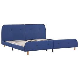 Cadru de pat, albastru, 180 x 200 cm, material textil, 2 image