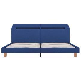 Cadru de pat cu led-uri, albastru, 160x200 cm, material textil, 3 image
