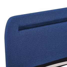Cadru de pat cu led-uri, albastru, 160x200 cm, material textil, 5 image