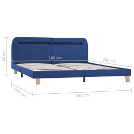 Cadru de pat cu led-uri, albastru, 160x200 cm, material textil, 7 image