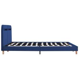 Cadru de pat cu led-uri, albastru, 160x200 cm, material textil, 4 image