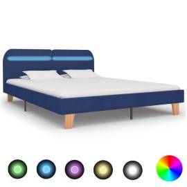 Cadru de pat cu led-uri, albastru, 180x200 cm, material textil