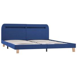 Cadru de pat cu led-uri, albastru, 180x200 cm, material textil, 2 image