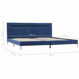 Cadru de pat cu led-uri, albastru, 180x200 cm, material textil, 9 image