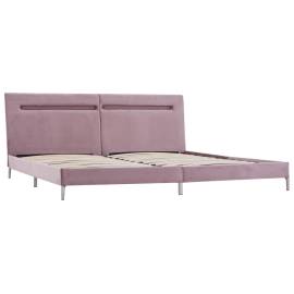Cadru de pat cu led-uri, roz, 180 x 200 cm, material textil, 3 image