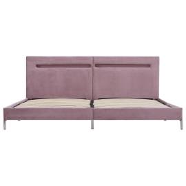 Cadru de pat cu led-uri, roz, 180 x 200 cm, material textil, 4 image