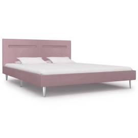 Cadru de pat cu led-uri, roz, 180 x 200 cm, material textil, 2 image