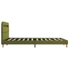 Cadru de pat cu led-uri, verde, 140 x 200 cm, material textil, 5 image
