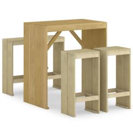 Set mobilier de bar de grădină, 5 piese, lemn de pin tratat, 2 image