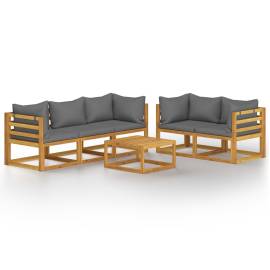 Set mobilier de grădină cu perne, 6 piese, lemn masiv de acacia, 2 image