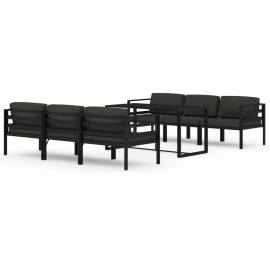 Set mobilier de grădină cu perne, 7 piese, antracit, aluminiu, 2 image