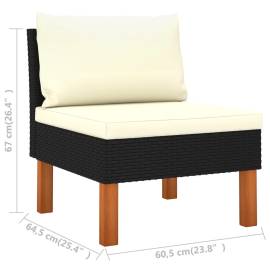 Set mobilier de grădină cu perne, 9 piese, negru, poliratan, 9 image