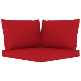 Canapea de grădină paleți, 2 locuri, perne roșii, lemn pin, 9 image