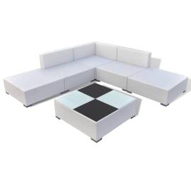 Set mobilier de grădină cu perne, 6 piese, alb, poliratan, 3 image